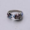S925 Silver Retro Roasted Blue Carp Koi Ring