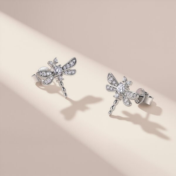 S925 Sterling Silver Dragonfly Stud Earrings