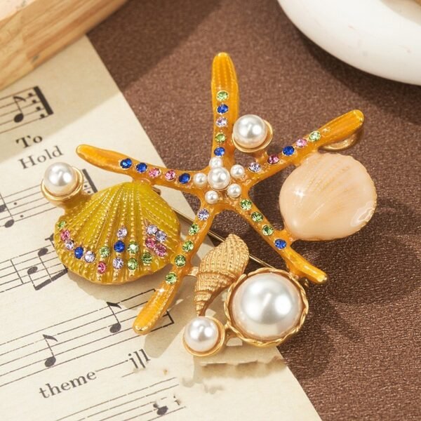c580c037-d41c-496c-9a08-02cd63f48bcf.jpg Starfish Shell Brooch High Sense Niche