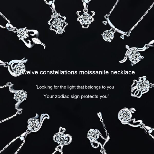 c61e9cfd-9595-4bd0-ac07-0eb02ebe61f3.jpg 12 Constellation Pendant 925 Silver 1 Karat Moissanite Twelve Constellations Necklace Female