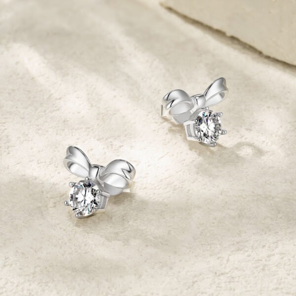 S925 Sterling Silver Bow Stud Earrings