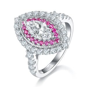 S925 Sterling Silver Marquise Moissanite Ring