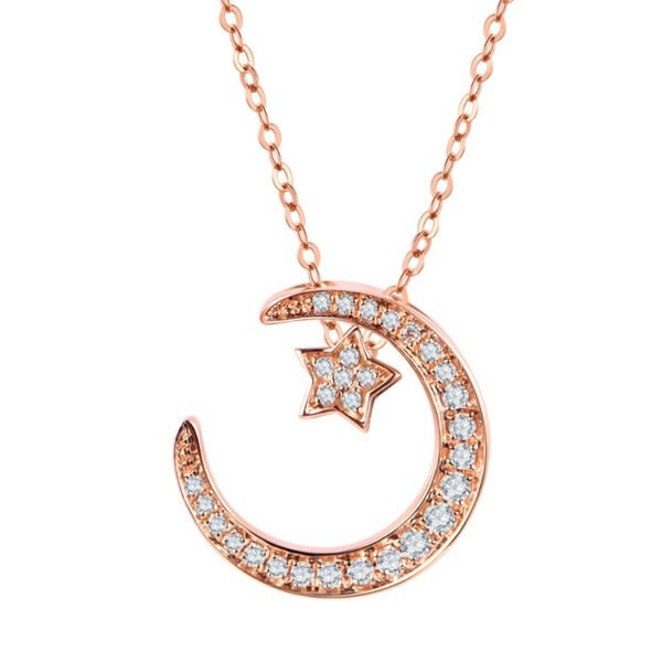 S925 Sterling Silver Star Moon Necklace