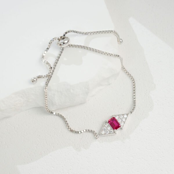 S925 Sterling Silver Lab-Grown Emerald Ruby Bracelet