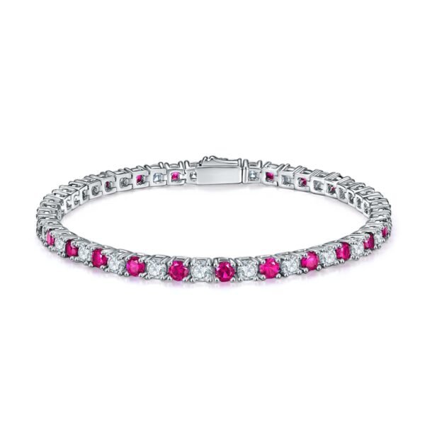 dc6269f5-98e5-4023-9c91-0dbe22c22dea.jpg S925 Sterling Silver 3x3mm Lab-Grown Gemstone Tennis Bracelet 16.5cm 8.6g Platinum Plated