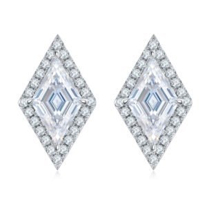 S925 Sterling Silver Kite Cut Halo Stud Earrings