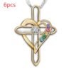 Cross Love Colorful Gemstone Pendant Alloy Clavicle Chain