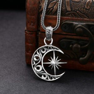 925 Sterling Silver Moon Asterism Necklace Pendant