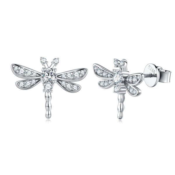 S925 Sterling Silver Dragonfly Stud Earrings