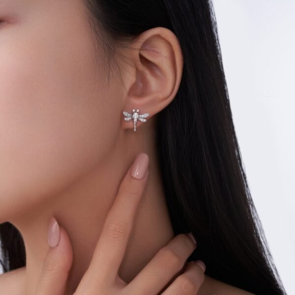 S925 Sterling Silver Dragonfly Stud Earrings