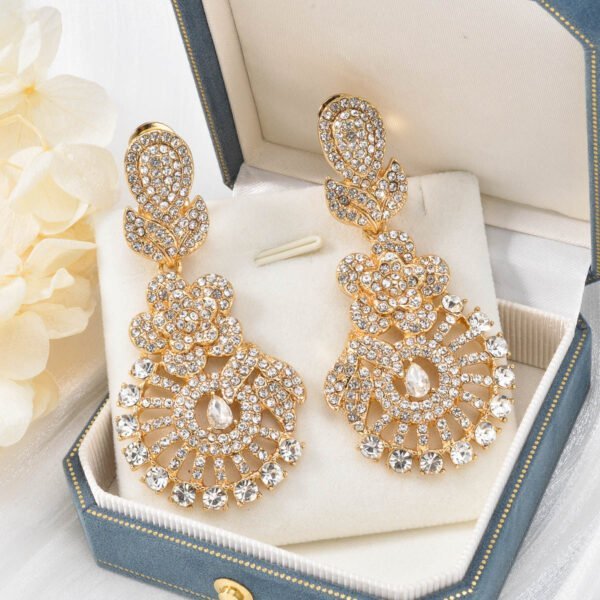 Fan-shaped Flower Gold Diamonds Set