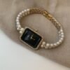 f84819dc-5ba8-4e8d-8980-8894f3106297.jpg Black Square Pearl Bracelet Diamond Quartz Watch