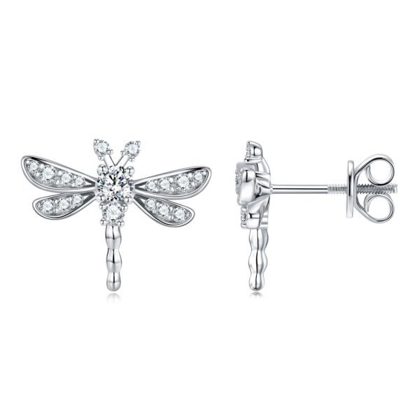 S925 Sterling Silver Dragonfly Stud Earrings