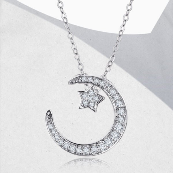 S925 Sterling Silver Star Moon Necklace