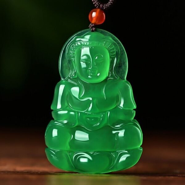 Jade Green Buddha Guanyin Pendant Necklace