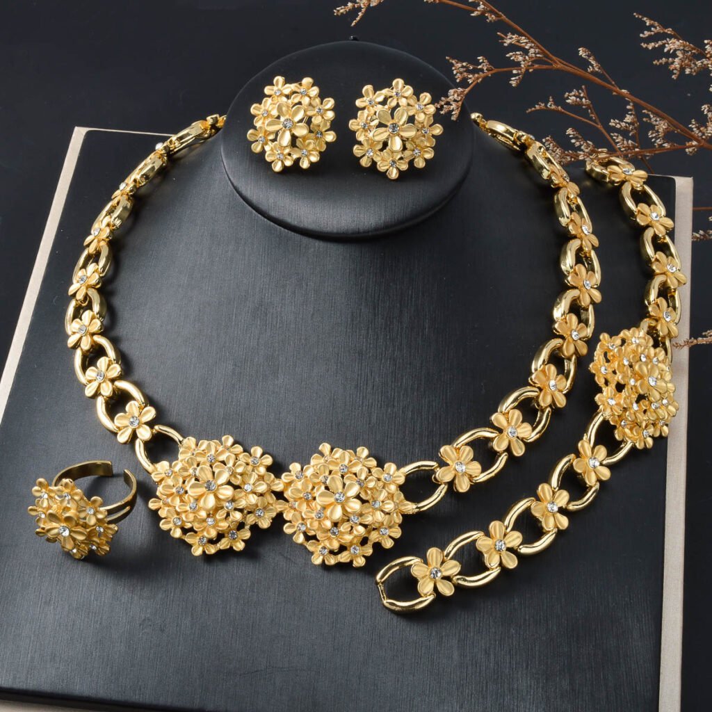 Floral Jewelry Adorned With Diamonds