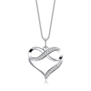 Love Necklace Female Simple Heart-shaped 8-character Necklace Light Luxury Inlaid Zirconium Sterling Silver Clavicle Chain