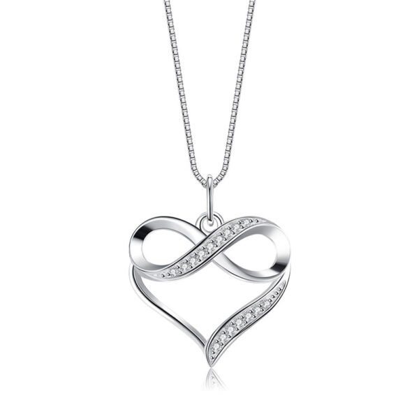 fe911303-ab12-416e-829a-39aabf7097d8.jpg Love Necklace Female Simple Heart-shaped 8-character Necklace Light Luxury Inlaid Zirconium Sterling Silver Clavicle Chain