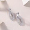 S925 Sterling Silver Geometric Link Drop Earrings