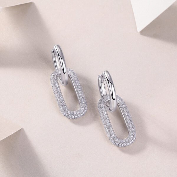 S925 Sterling Silver Geometric Link Drop Earrings