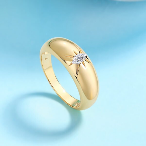 Silver Gold Plated Marquise Ring