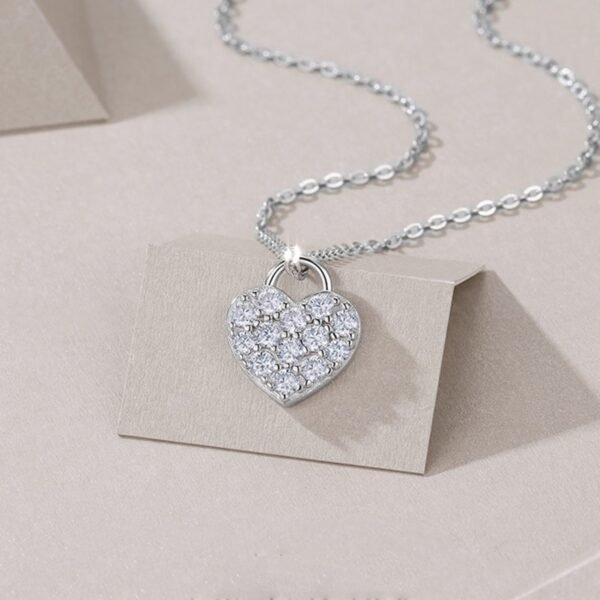 Silver Pave Heart Necklace