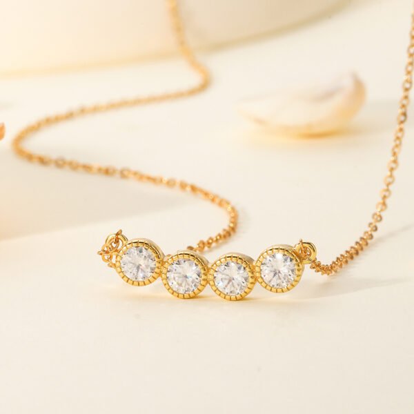 Silver Gold Plated 4-Stone Bezel Necklace