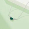 Silver Platinum Plated Lab-Created Emerald Necklace