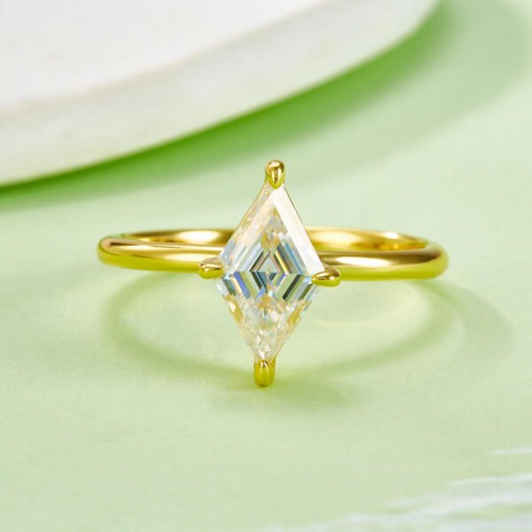 Silver Gold Plated Kite Cut Ring
