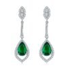 Silver Lab-Created Emerald Drop Earrings