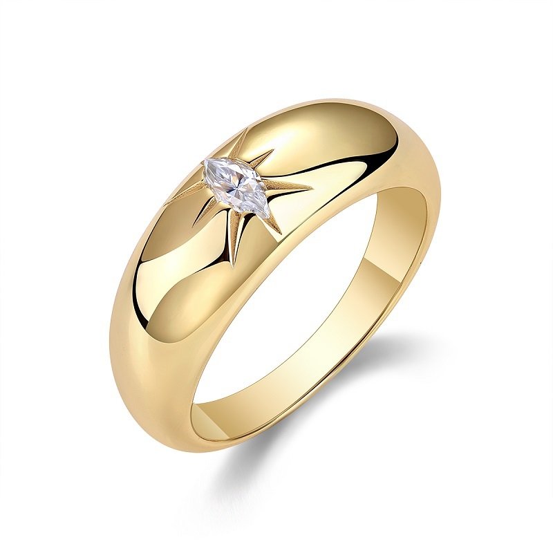 Silver Gold Plated Marquise Ring