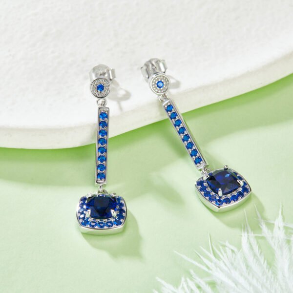 Silver Lab-Created Sapphire Drop Earrings