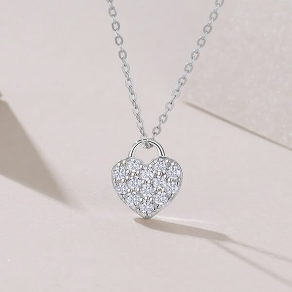 Silver Pave Heart Necklace