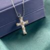 Silver Two-Tone Cross Moissanite Necklace