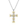 Silver Two-Tone Cross Moissanite Necklace