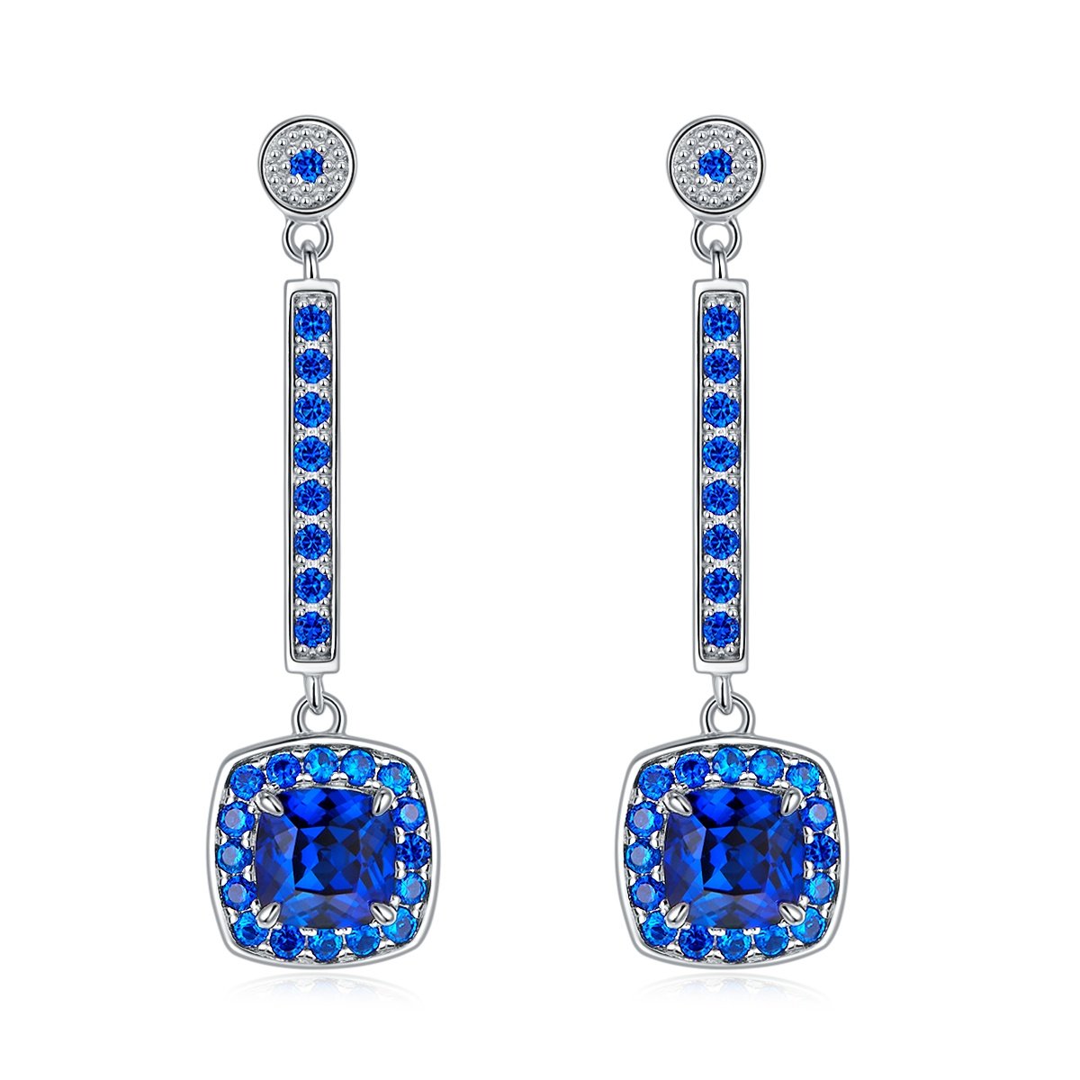 Silver Lab-Created Sapphire Drop Earrings