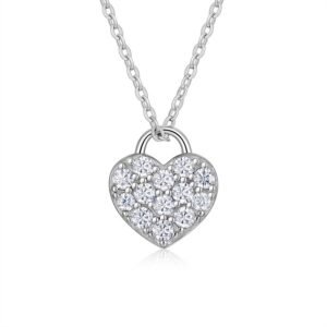 Silver Pave Heart Necklace