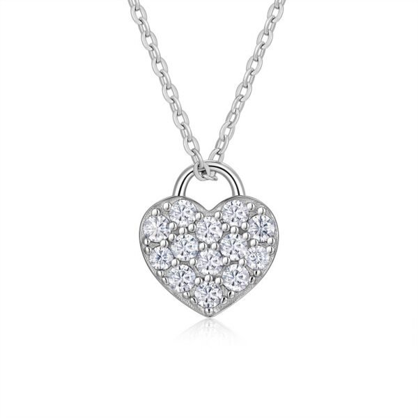 Silver Pave Heart Necklace