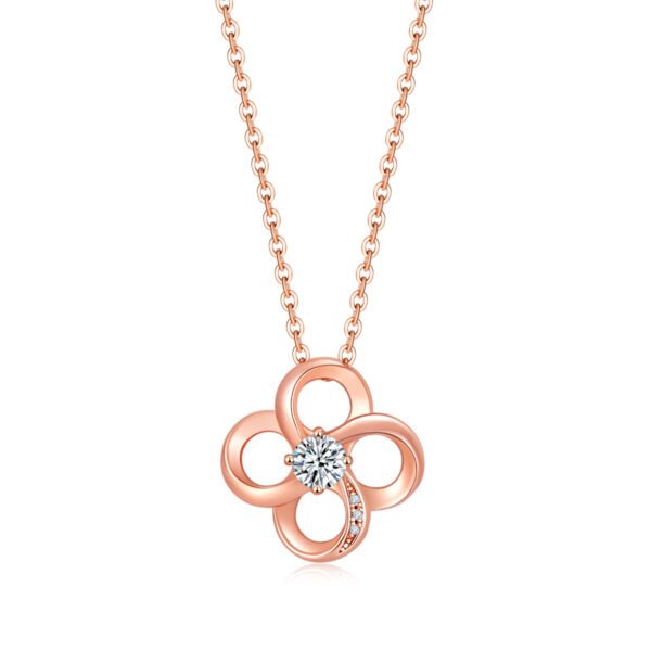 Silver Rose Gold Plated Hollow Clover Necklace