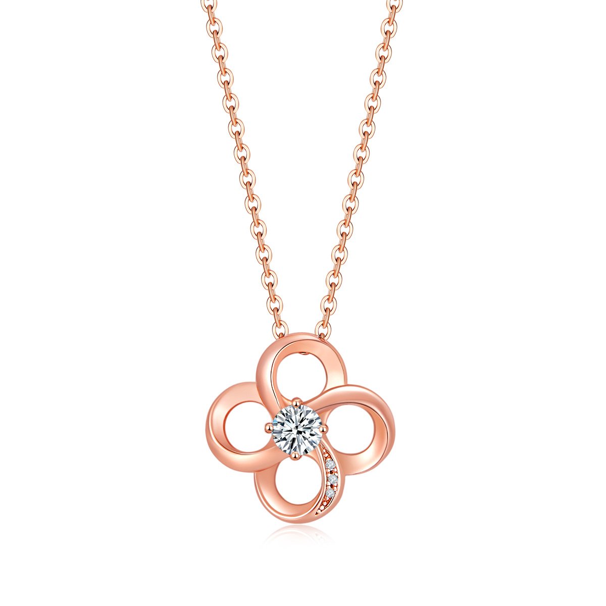 Silver Rose Gold Plated Hollow Clover Necklace