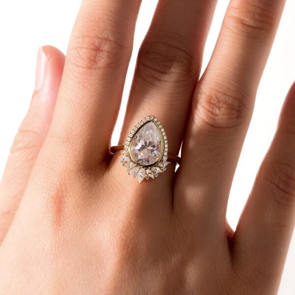 Silver Pear Moissanite Ring