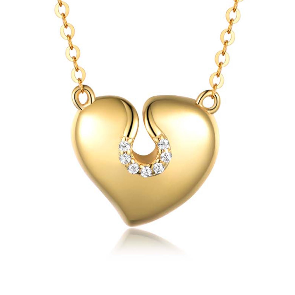 Silver Gold Plated 7-Stone Heart Necklace