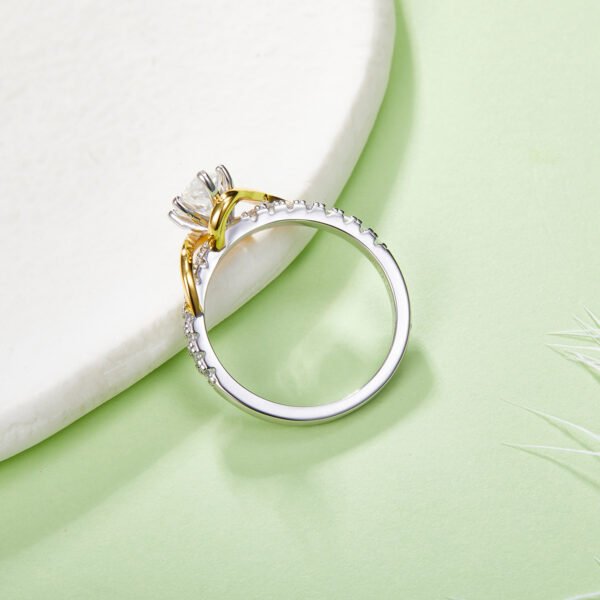 Sterling Silver Two-Tone Marquise Moissanite Ring