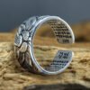 Thai Silver Black Lotus Heart Sutra Ring