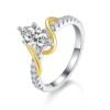 Sterling Silver Two-Tone Marquise Moissanite Ring