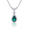 Silver Lab-Created Emerald Necklace