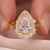 Silver Pear Moissanite Ring