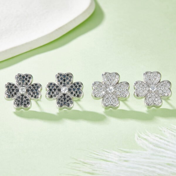 Sterling Silver 4-Leaf Clover Stud Earrings