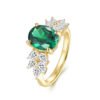 Silver Gold Plated 3ct Lab-Grown Emerald Moissanite Ring