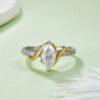 Sterling Silver Two-Tone Marquise Moissanite Ring